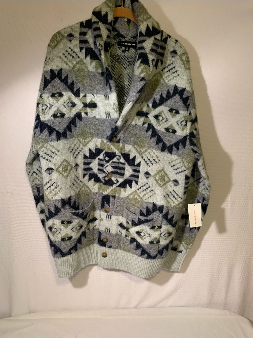 Lucky Brand Fair Isle Cardigan men sweater size medium
